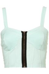 Moto Mint Denim Zip Bralet