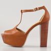 See By Chloé T Strap Platform Sandals in Brown (mustard) - Lyst