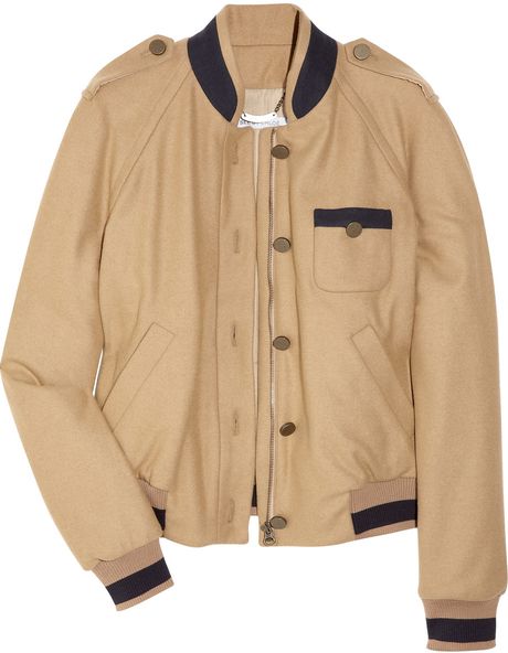 See By Chloé Varsity Style Wool Blend Felt Jacket in Brown (taupe) - Lyst