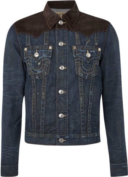 True Religion Cord Jacket in Blue for Men (brown) - Lyst