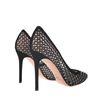 Valentino Net Pumps with Black Leather Embroidery and Swarovski Crystals in Black - Lyst