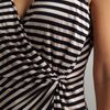 Andrew Marc Sleeveless Side Knot Stripe Dress in Blue (navy) - Lyst