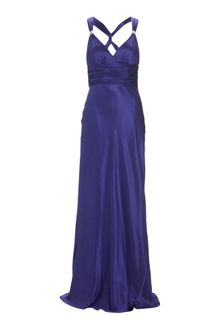 Anoushka G Satin Twist Back Diamante Long Dress - Lyst