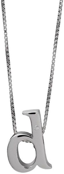  Letter D Sterling Silver Diamond Pendant 
