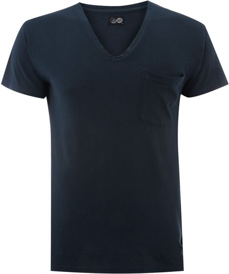 Cheap Monday One Pocket Vneck Tshirt in Blue for Men (ink) - Lyst