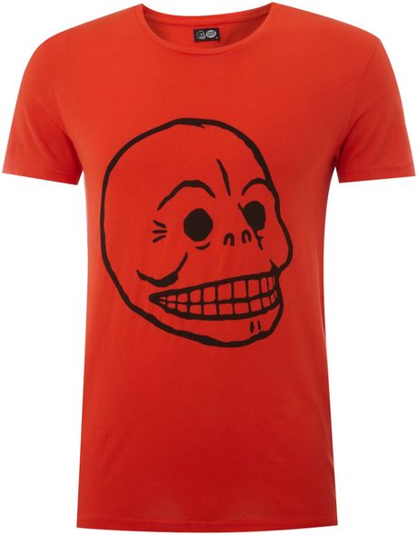 Cheap Monday Skull Logo Tshirt in Red for Men - Lyst