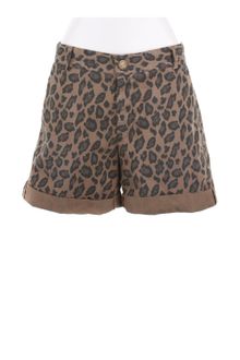 Current/Elliott Leopard Cotton The Captain Roll Cuff Shorts - Lyst