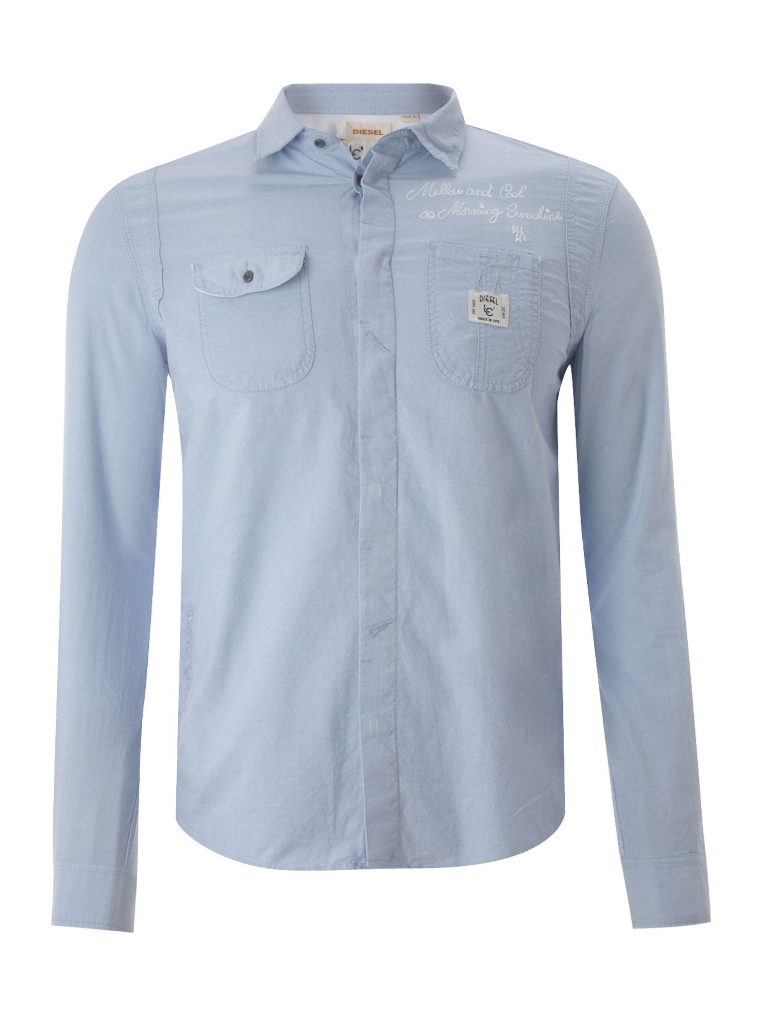 Diesel Long Sleeved 2 Pocket Oxford Shirt in Blue for Men Lyst