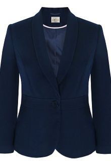Eastex Navy Waffle Waist Detail Shawl Collar Jacket - Lyst