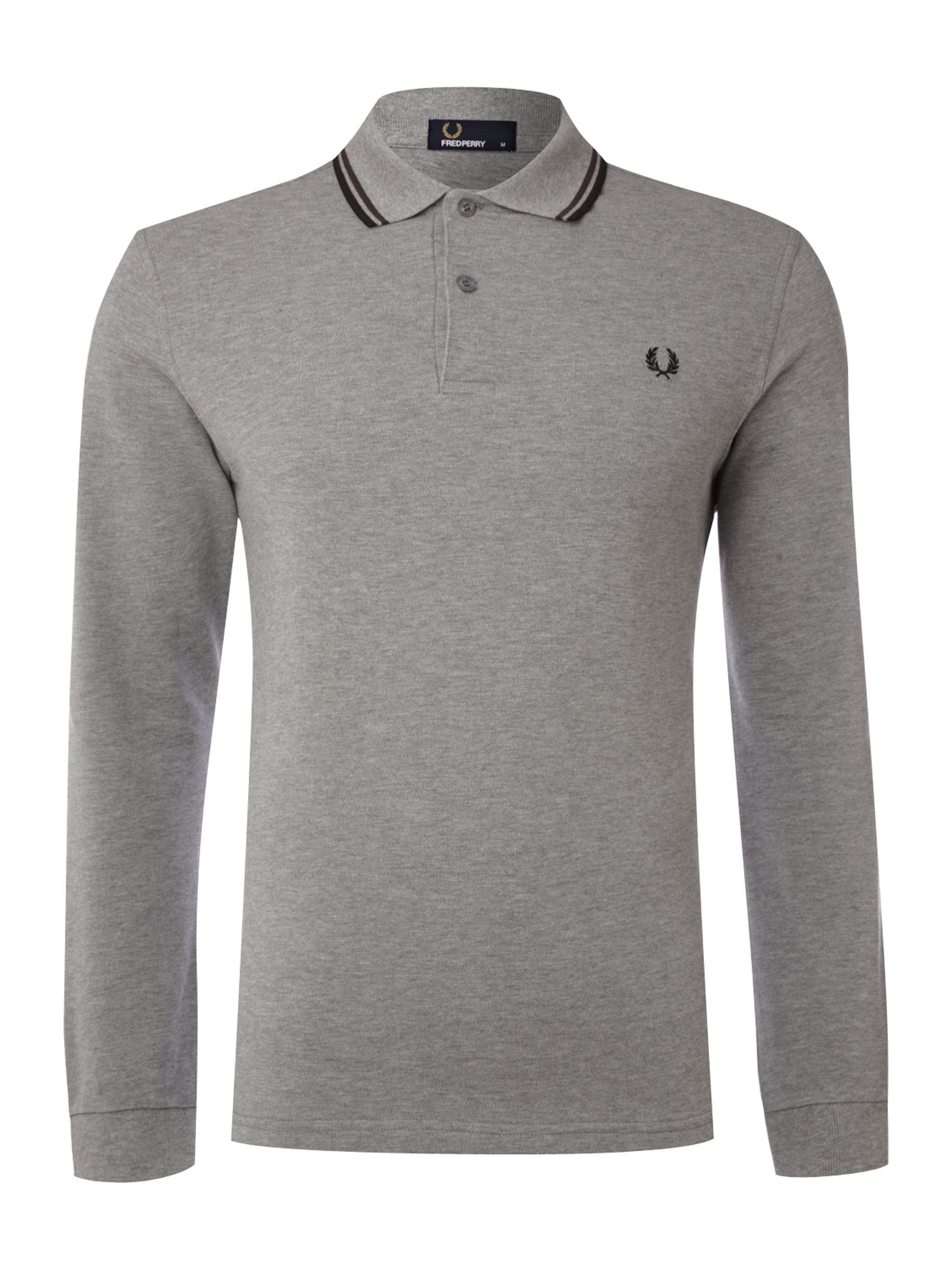 Fred Perry Twin Tipped Long Sleeve Polo Shirt In Gray For Men Grey Marl Lyst