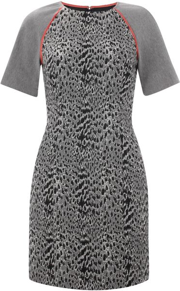 French Connection Tanimal Magic Ss Rd Nk Dress in Black - Lyst