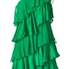 Halston Heritage Grass Green Oneshoulder Tiered Silk Dress in Green (grass) - Lyst