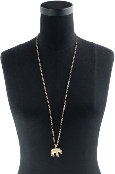 J.crew Elephant Pendant Necklace in Gold (antique gold) - Lyst