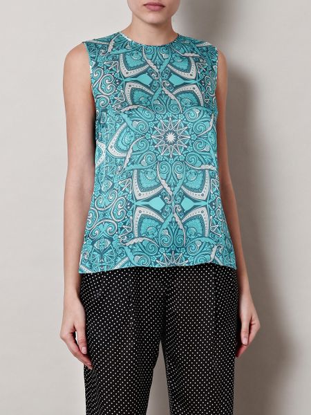 Jonathan Saunders Creighton Starprint Box Blouse in Blue (turquoise) - Lyst