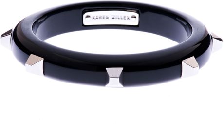 Karen Millen Crystal Stud Bangle in Black - Lyst