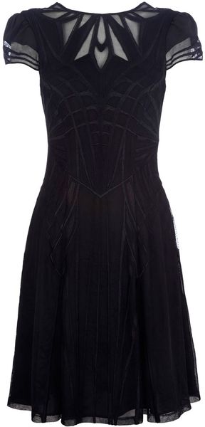 Karen Millen Geometric Embroidery Dress - Lyst