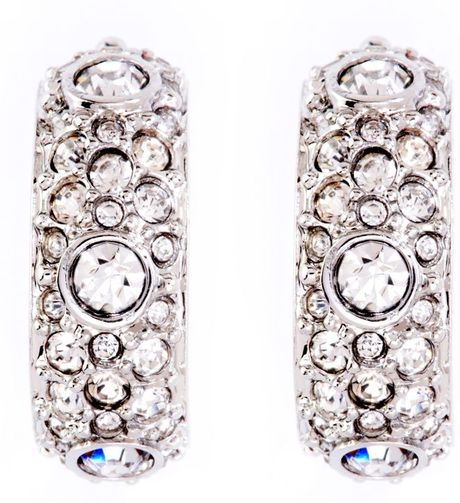 Karen Millen Karen Millen 3 Stone Encrusted Earring in Silver - Lyst