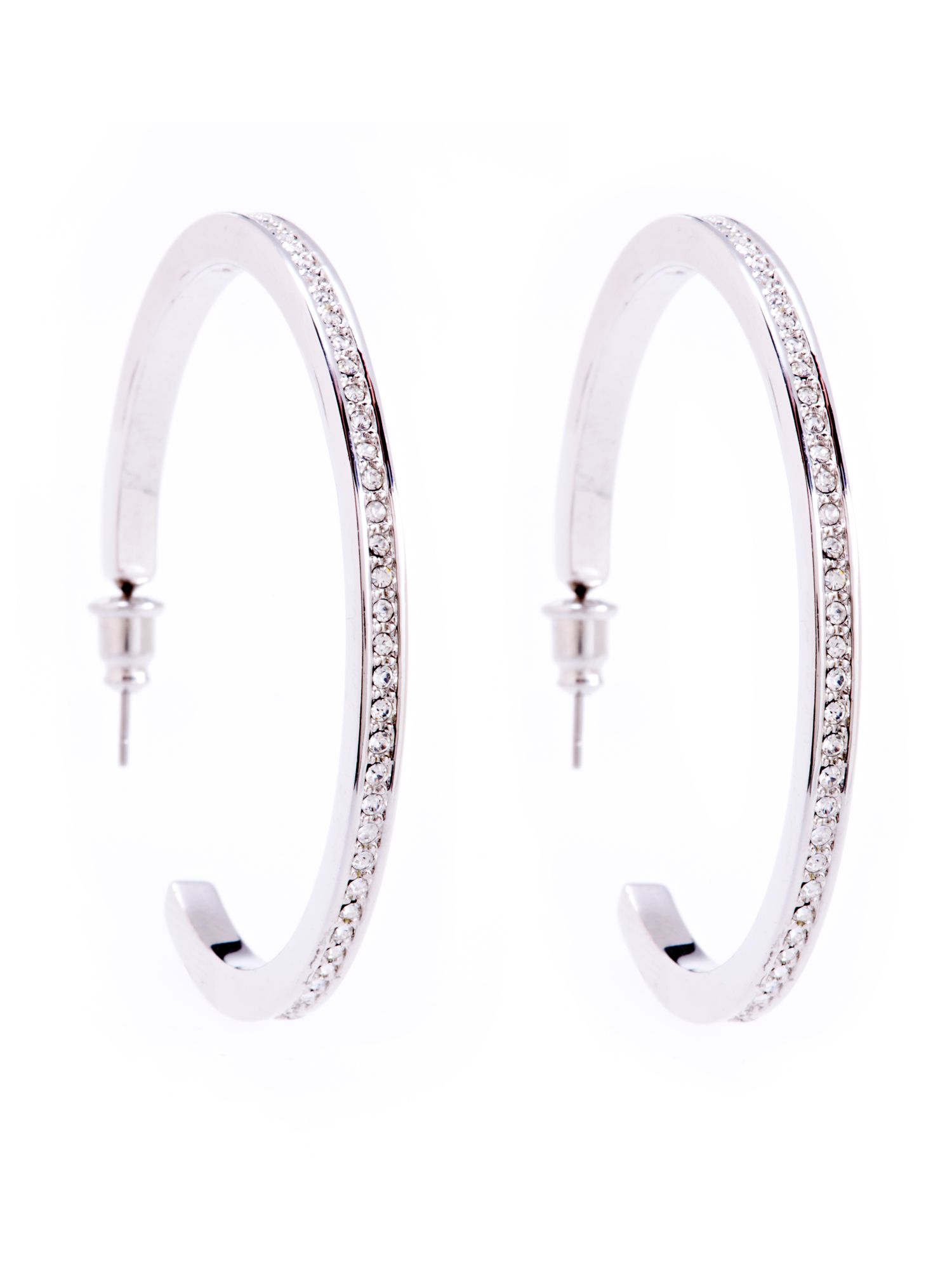 Karen Millen Large Crystal Hoop Earrings in Silver Lyst