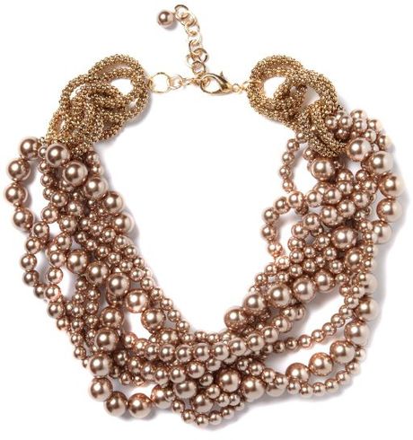 Kate Benjamin Multi Beaded Statement Necklace in Brown (taupe) - Lyst