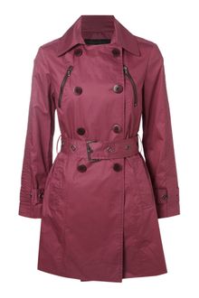 Kenneth Cole Asymetric Zip Belted Double Breasted Trench Coat - Lyst