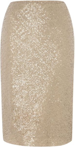 Lauren by Ralph Lauren Metallic Pencil Skirt - Lyst