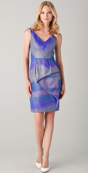  V Neck Dress with Cascade Skirt 