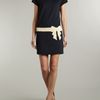 Love Moschino Drop Waist Contrast Bow Dress in Blue (navy) - Lyst