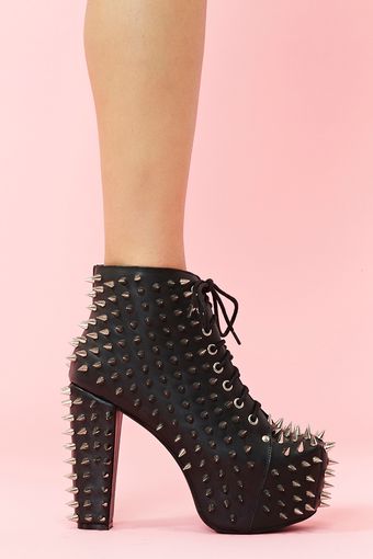Nasty Gal Lita Spike Platform Boot Black Leather - Lyst