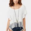 Nasty Gal Fringe Crop Tee Ivory in White (ivory) - Lyst