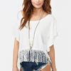 Nasty Gal Fringe Crop Tee Ivory in White (ivory) - Lyst