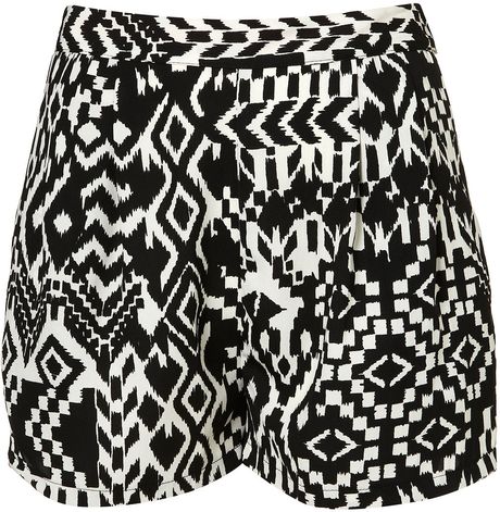 Topshop Aztec Printed Shorts in Black - Lyst