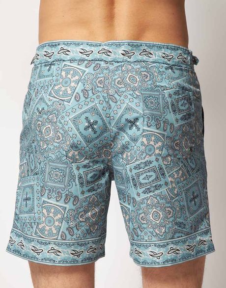 mens blue bandana shorts