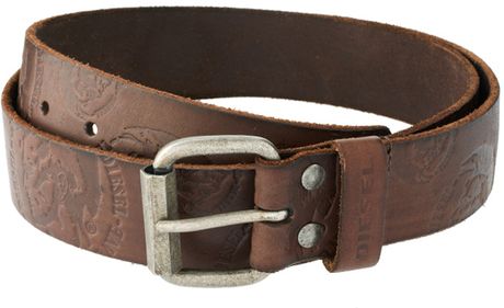 Diesel Bishop Embossed Belt in Brown for Men - Lyst