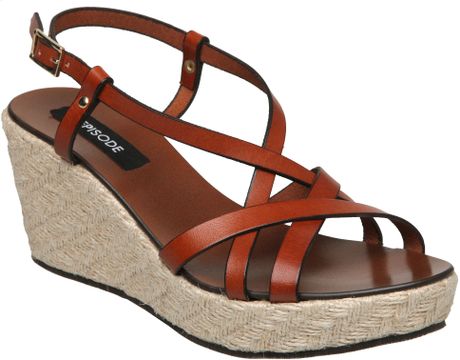 Episode Glinka E Strappy Hessian Wedge Sandals in Brown (tan) - Lyst