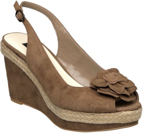 Hessian  Brown sandals wedge  E  in Flower Sandals Globe Wedge Lyst brown Slingback slingback (taupe)