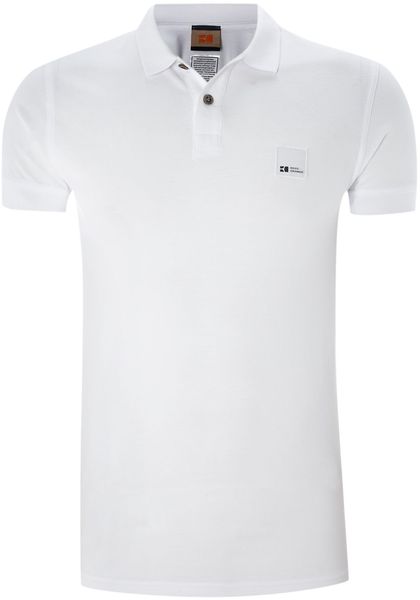 Hugo Boss Patch Logo Polo Shirt in White for Men - Lyst