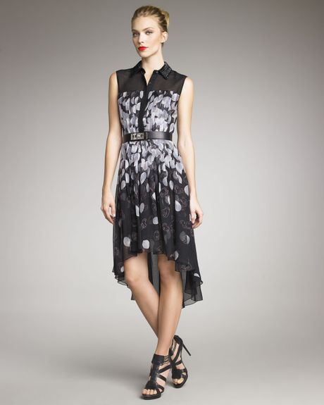 Jason Wu Petal Print Shirt Dress in Black (grey black) - Lyst