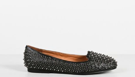 Jeffrey Campbell Martini Studded Flat with Spikes Black in Black - Lyst