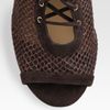 Jimmy Choo Tegan Laceup Suede and Glittercoated Mesh Peep Toe Ankle Boots in Brown - Lyst