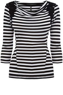 Karen Millen Broderie Trim Grandad Tee - Lyst