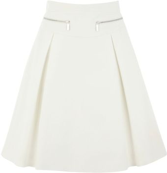 Karen Millen Crisp White Cotton Tailored Skirt - Lyst