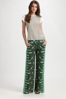Kelly Wearstler Tala Tribalprint Silk Pants - Lyst