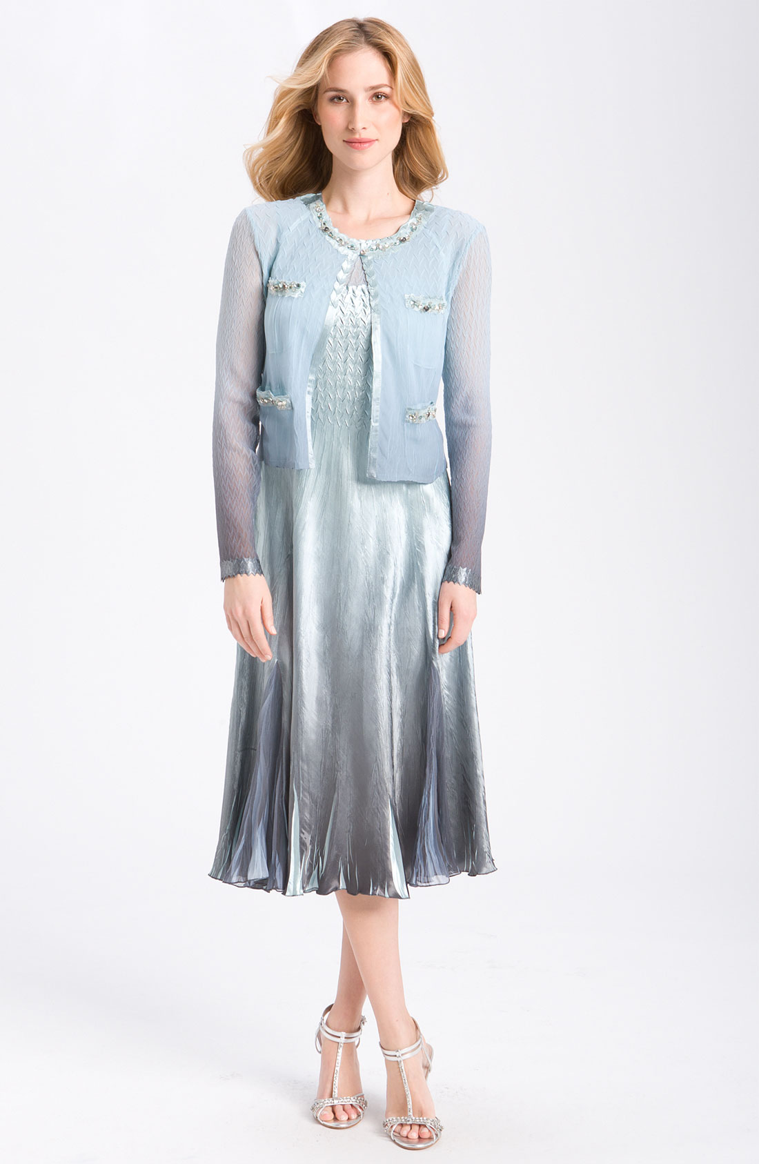 Komarov Sleeveless Chiffon Dress & Jacket Sz XL | eBay