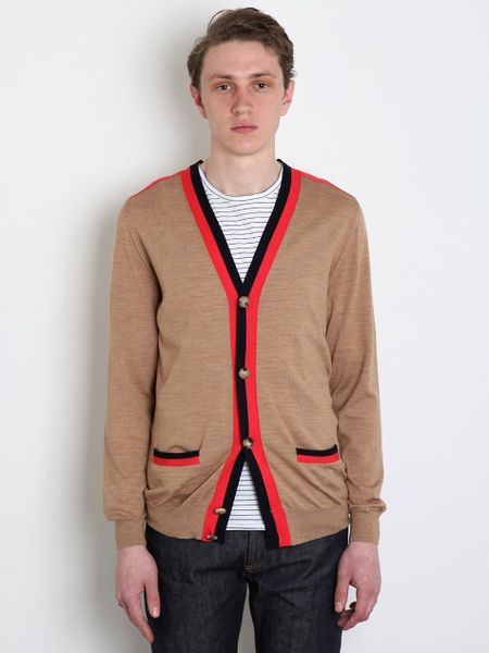 Marc Jacobs Marc Jacobs Mens Contrast Collar Cardigan in Beige for Men - Lyst