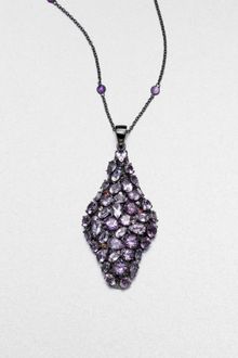 M.c.l By Matthew Campbell Laurenza Multicolored Sapphire Accented Amethyst Pendant Necklace - Lyst
