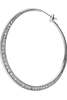 Michael Kors Shiny Pave Medium Hoop Earrings Silvercolor - Lyst