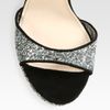 Miu Miu Glitter and Suede Jeweled Heel Sandals in Silver (anthracite) - Lyst