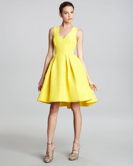 Monique Lhuillier Fullskirt Cocktail Dress in Yellow