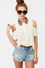 Nasty Gal Total Stud Blouse Cream