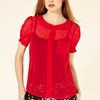 Oasis Dobby Round Collar Top in Red (burgundy) - Lyst